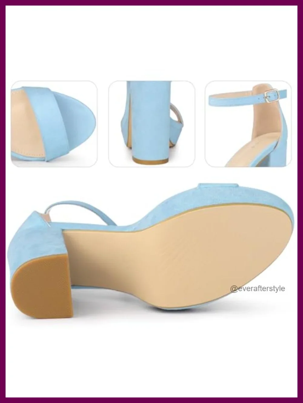 Faux Suede Chunky Heel Platform Sandals Open Toe Ankle Strap